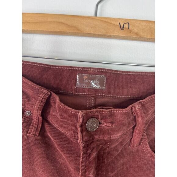 NEW MOTHER Corduroy Mid Rise Rider Ankle Brown Pant in Rum Russian Size: 28 - Picture 4 of 7